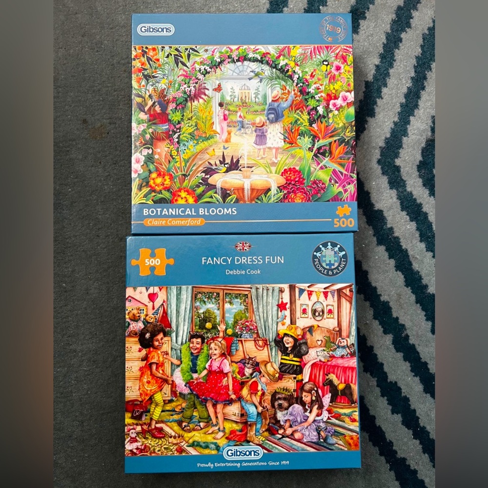 Set of 2 puzzles -Gibson Botanical Blooms and Fancy Dress Fun
